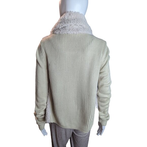Venus Cozy & Soft Faux Fur Mixed Media Knit Open Front Cardigan Sz Small - Picture 7 of 10